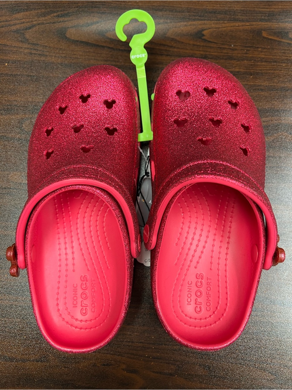 NEW Disney Parks X Crocs Hot Pink Glitter Icon Clogs - Size 8